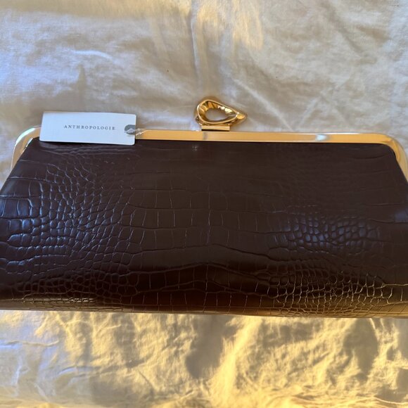 Anthropologie Claire Vegan-Leather Turnlock Clutch NWT - Picture 2 of 2